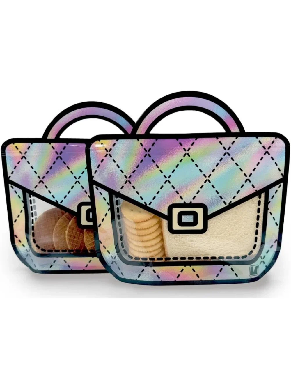 20 Pack Holographic Gift Bags for Kids Birthday Party - Resealable Goodie Bags